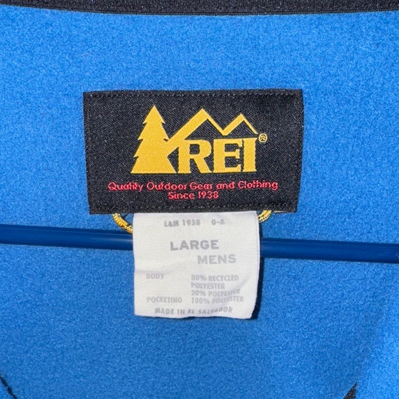 REI Blue Fleece Zip up Jacket with Yellow Accents - Picture 6 of 10
